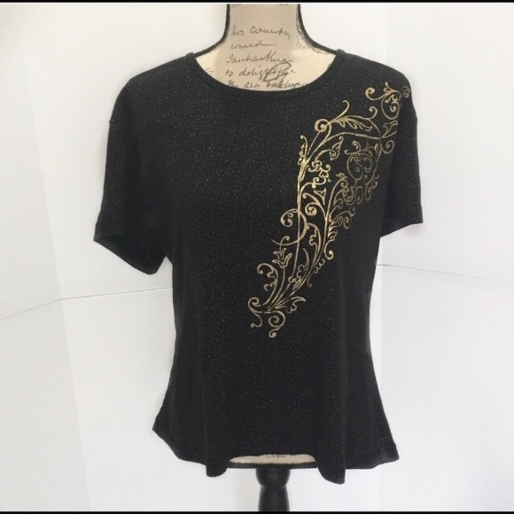 Black Plus Size Graphic Glitter Tee